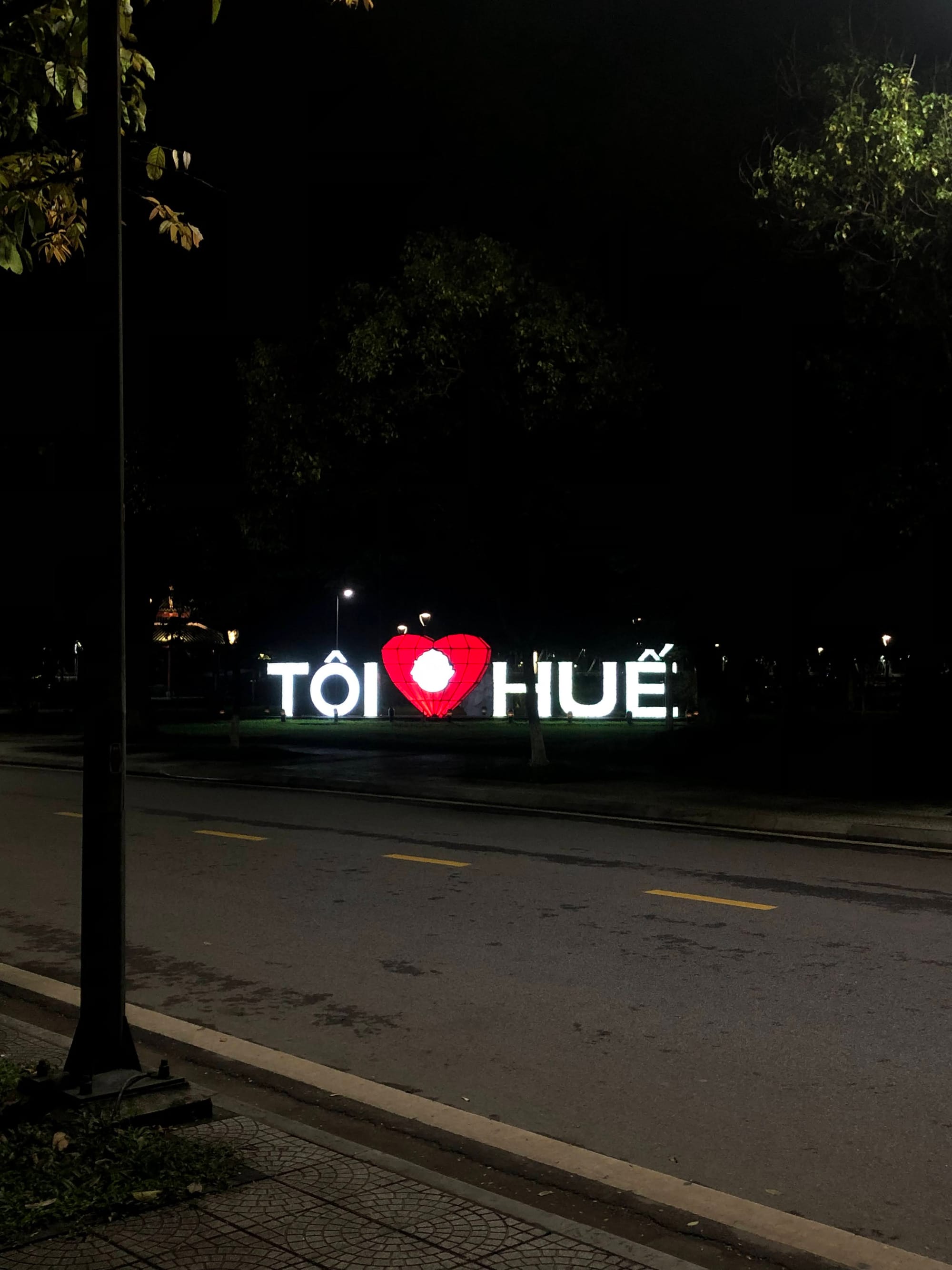 Hue City Sign Lit Up